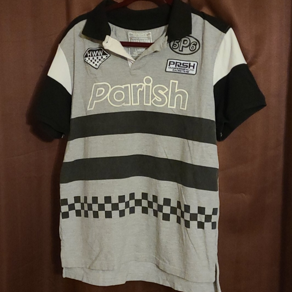 Parish Nation Gray Embroidered T-shirt Sz Large